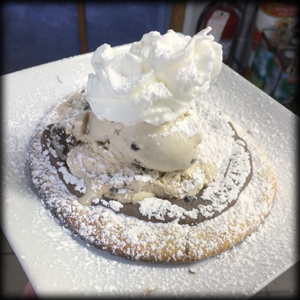 Mini Nutella pizza with a scoop of gelato just for you!